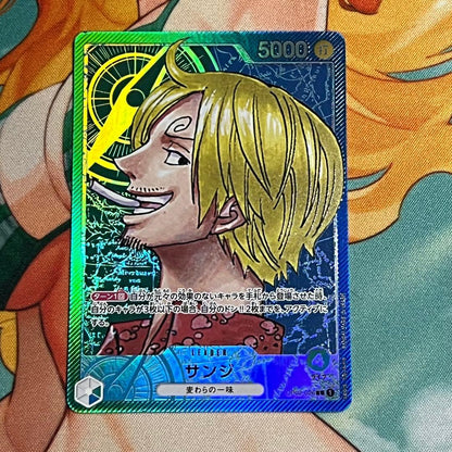 One Piece Card Game Sanji OP02-026 RepaPara rarity card showing Sanji character from the series