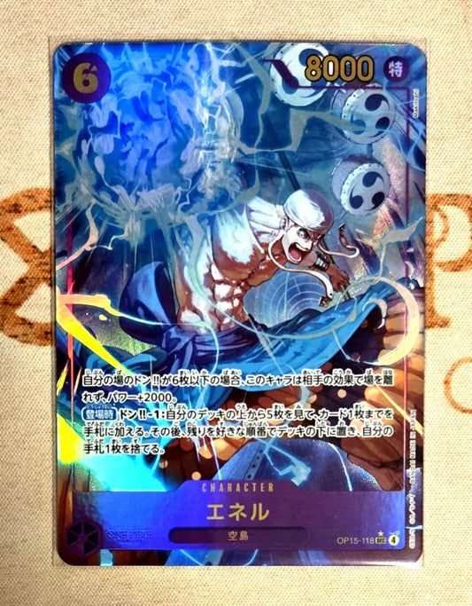 One Piece Card Game Energy Purple SEC Parallel OP15-118 from OP-15 series showing vibrant purple energy design