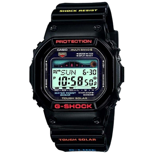 Casio G-Shock G-Lide digital watch with tide graph and moon data in black with solar radio controlled features