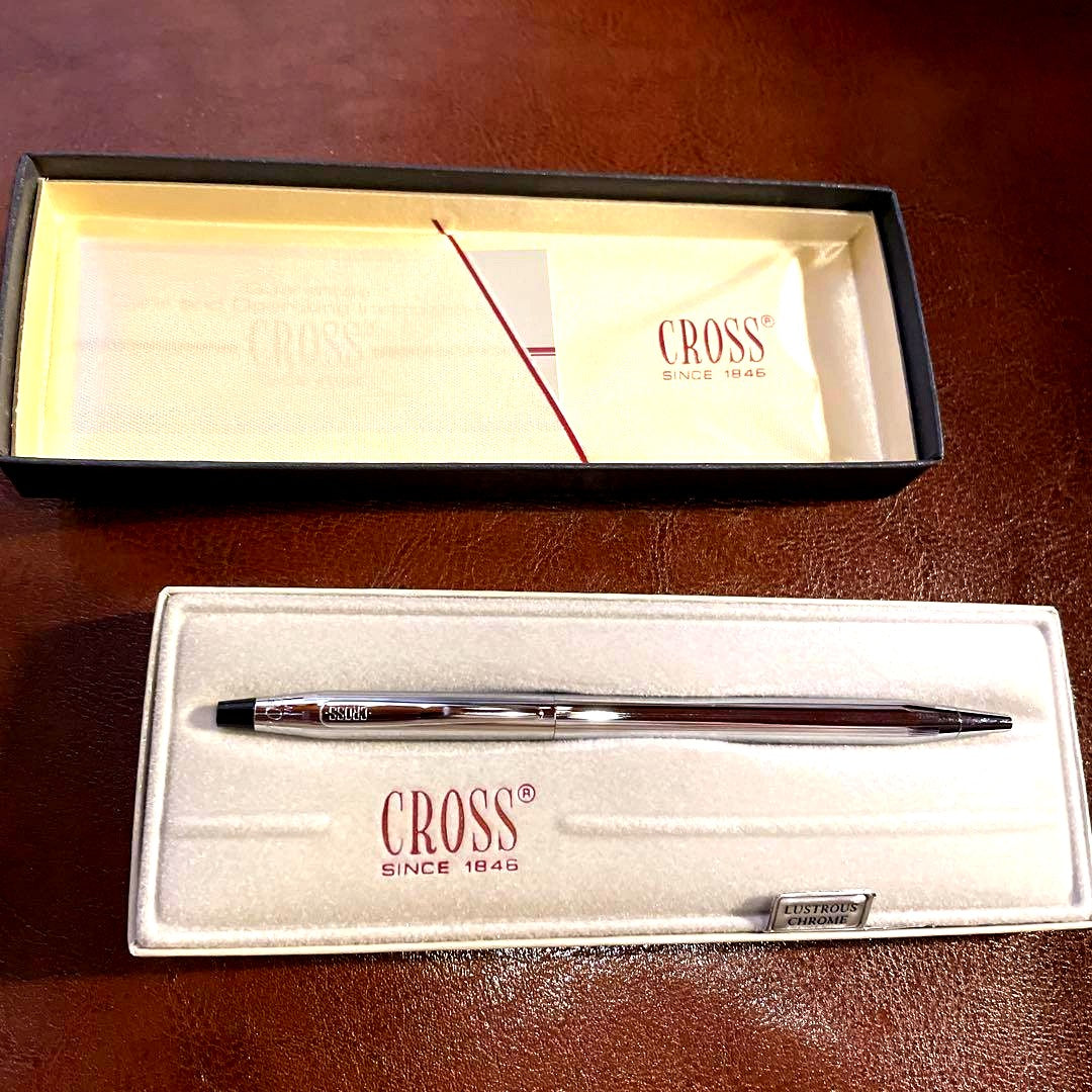 Cross Lustrous Chrome ballpoint pen Model 3502 with shiny chrome finish made in the USA