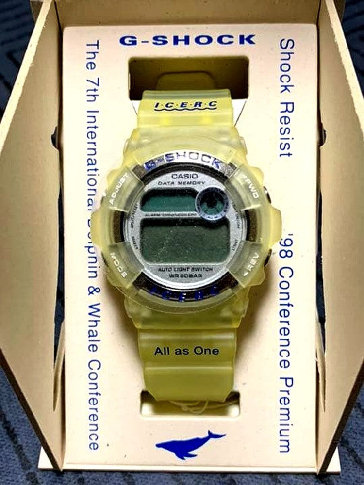 Casio G-Shock DW-9200K Ilquji 1998 digital watch with dolphin and whale conference branding