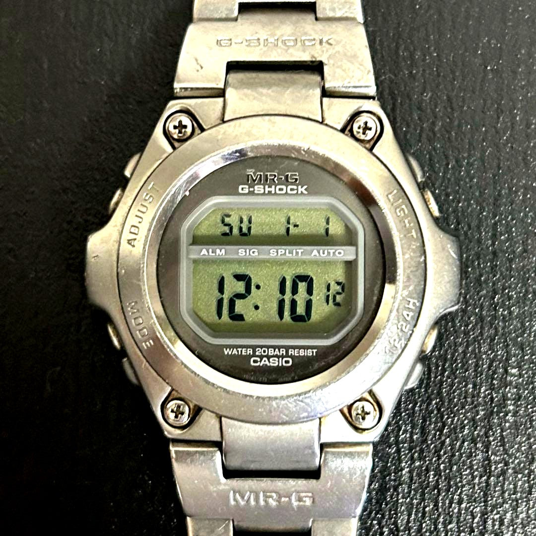 Casio G-Shock MRG-100 MR-G watch with black body showing signs of use