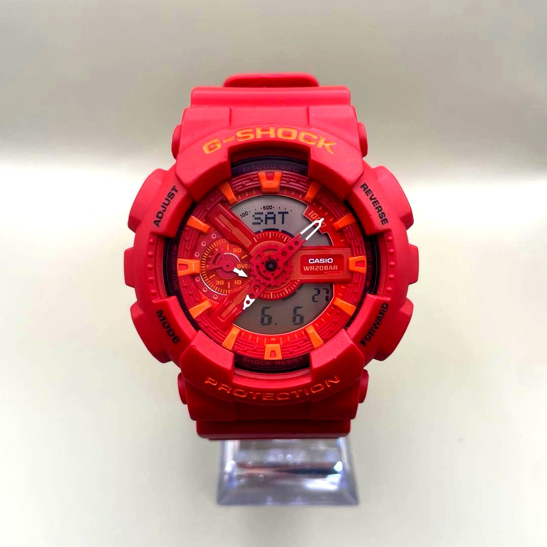 Casio G-Shock GA-110AC red analog-digital watch with black and red design and durable shock resistant casing