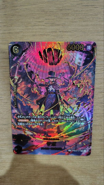 One Piece Sabo SP PRB02-014 hologram parallel card with 6000 power and blocker ability