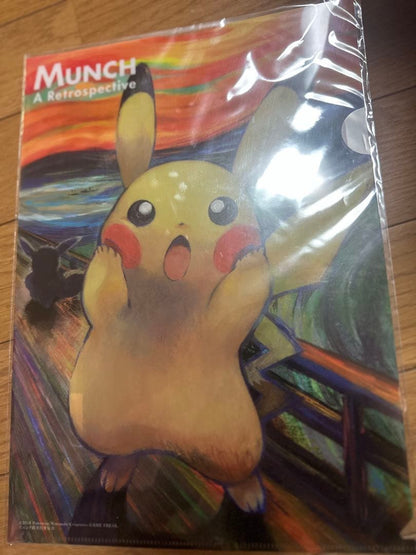 Clear file featuring Pikachu from the Munch Exhibition and Pokémon Card Game with colorful design
