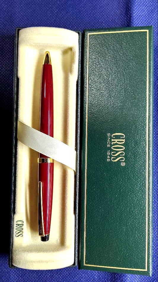 Vintage Cross red metal ballpoint pen with dedicated hard case Japan import