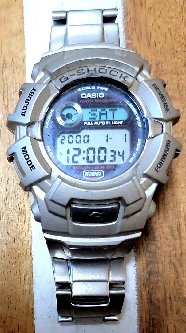 Casio G-Shock G-2310 digital watch in silver with Tough Solar, World Time, and full auto EL light