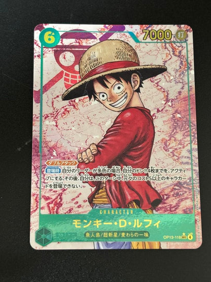 Monkey D. Luffy One Piece OP13-118 SEC character card with double attack and Don!! card effect