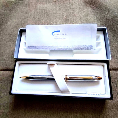 Cross A242 Silver Gold Twist Ballpoint Pen — Japan Import
