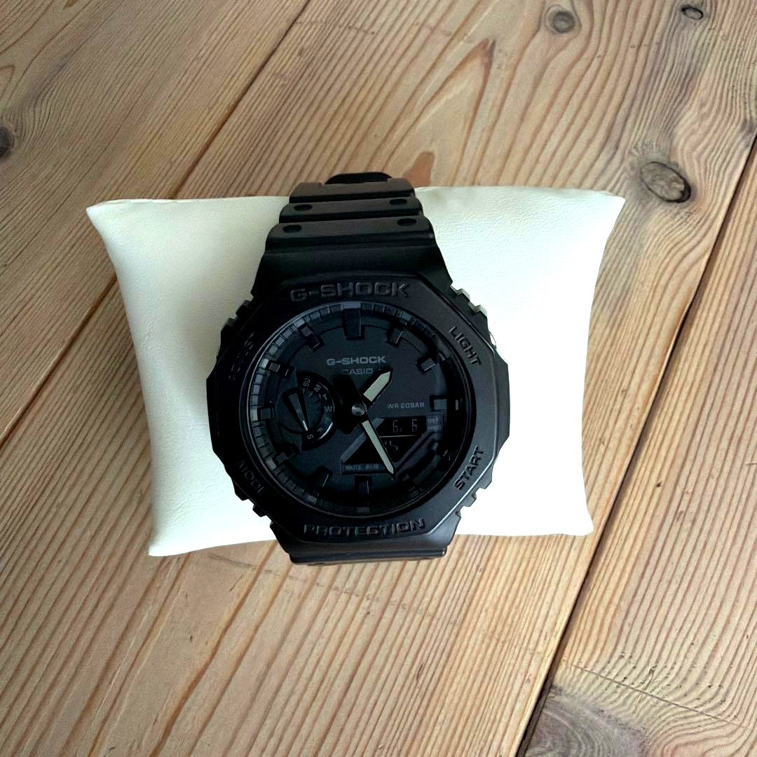 Casio G-Shock GA-2100-1A1JF all black watch with original battery replaced and tested, including box and manual