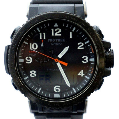 Casio Pro Trek PRW-50Y wristwatch with black dial and stainless steel case