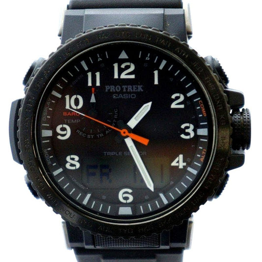 Casio Pro Trek PRW-50Y wristwatch with black dial and stainless steel case