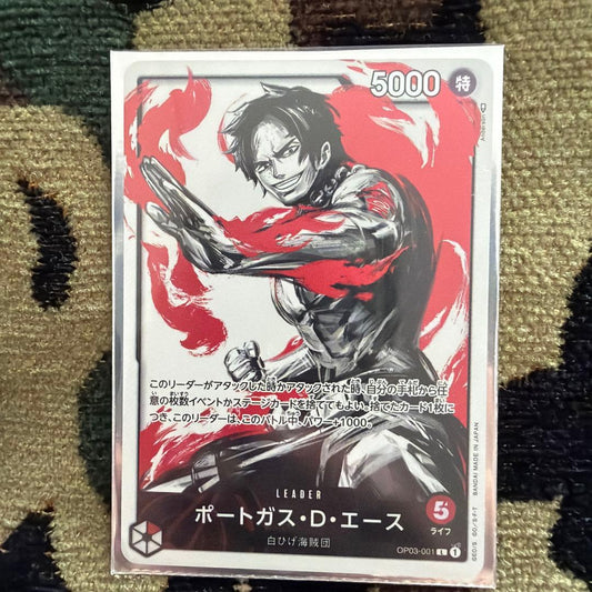 White Beard Pirates One Piece Portgas D Ace Leader Card SR OP03-001 Japan Import