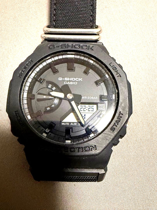 Casio G-Shock GA-2100-1A1JF black carbon core guard watch with digital analog display
