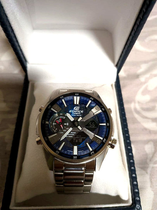 Casio Edifice ECB-S100YD Bluetooth solar-powered watch with stainless steel band and sapphire glass