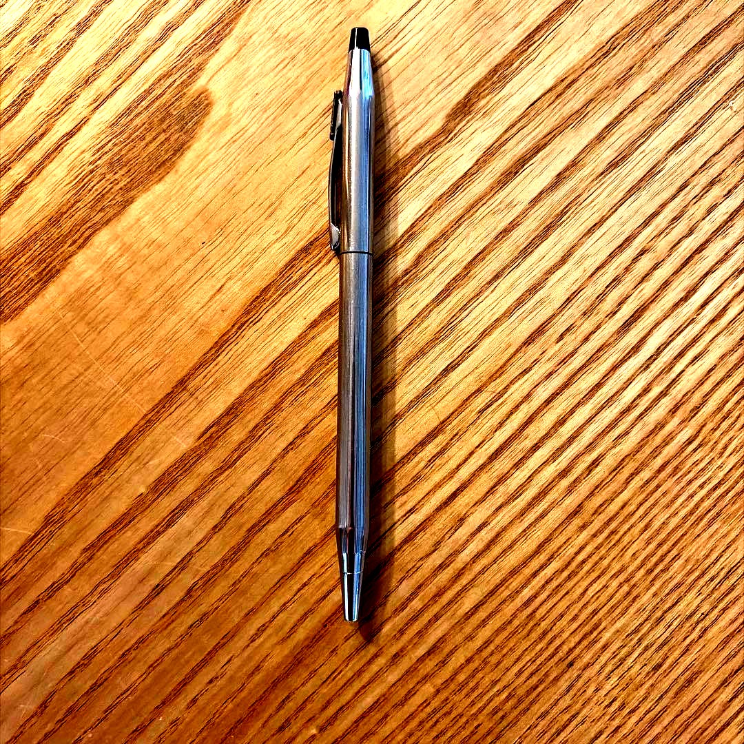 Corning Silver Cross Classic Century twist ballpoint pen with polished chrome plated body