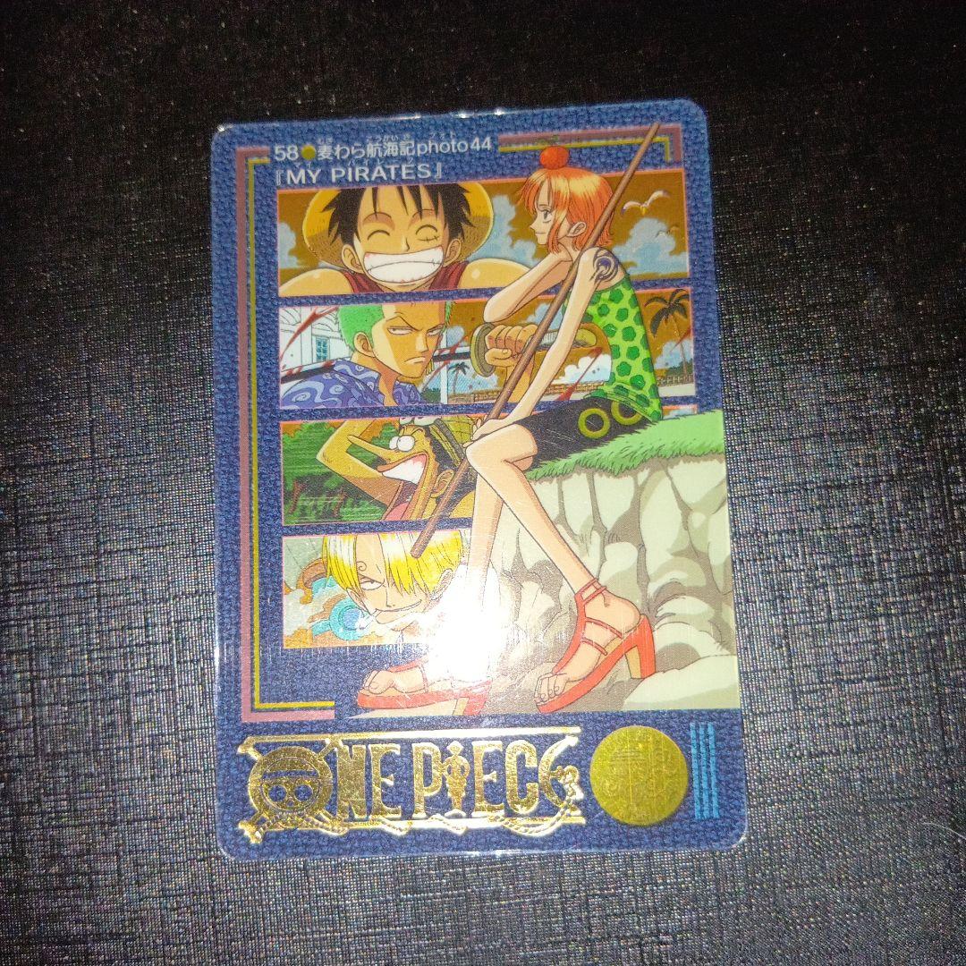 One Piece Visual Adventure Mugiwara Voyage Photo 44 single Japanese card with visible scratches and scuffs