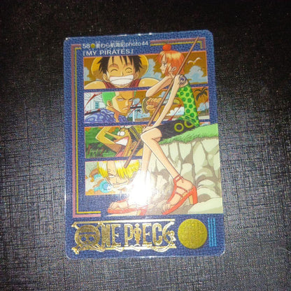 One Piece Visual Adventure Mugiwara Voyage Photo 44 single Japanese card with visible scratches and scuffs
