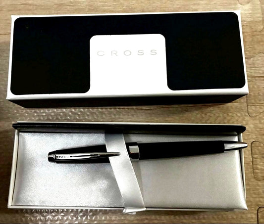 Cross black ballpoint pen with rotating mechanism displayed with dedicated box