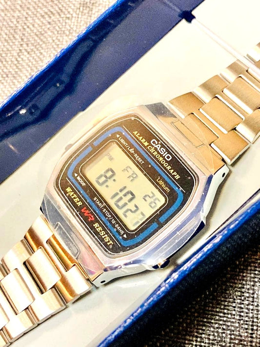 Casio standard digital watch with LED light and stopwatch in included box