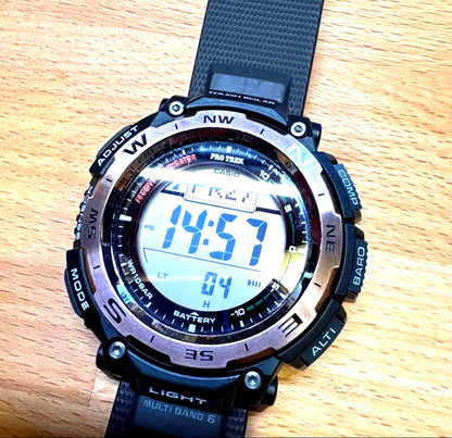 Casio Pro Trek PRW-3400Y-5JF Radio Wave Solar Watch with dual LCD and biomass plastic band