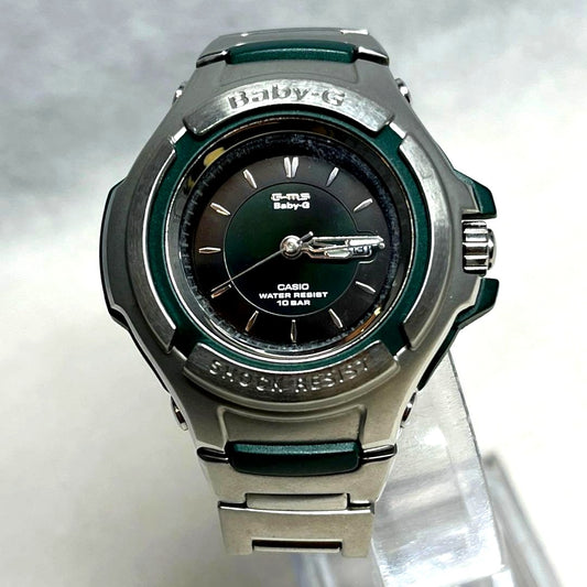 Casio Baby-G MSG-550CR silver color quartz watch with calendar and 10 ATM water resistance