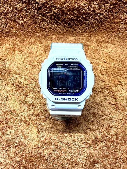 White Casio G-Shock G-Lide GWX5600C digital watch with Multi Band 6 and Tough Solar functions