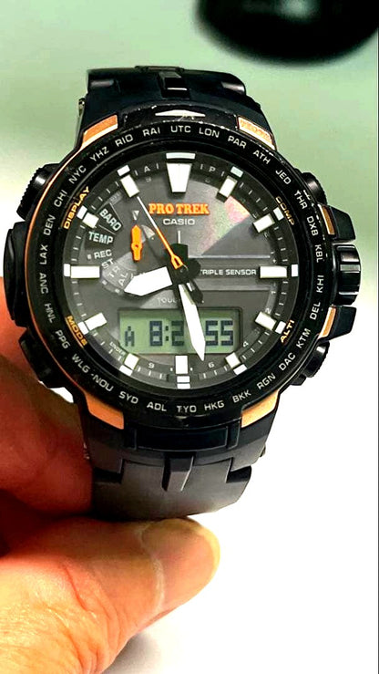 Casio Pro Trek Solar Triple Sensor Watch PRW-6100Y Japan import in used condition with no visible scratches