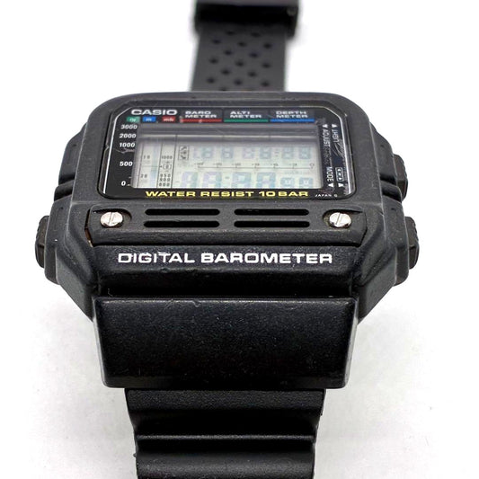 Casio BM-100WJ vintage wristwatch in working condition with black strap and digital display