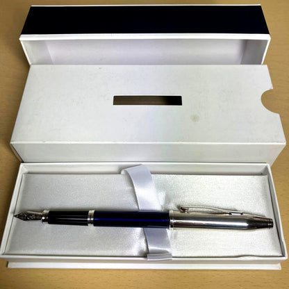 Cross Century 2 Sterling Silver and Blue Lacquer Fountain Pen Model Finished with Rhodium Trim — Japan Import