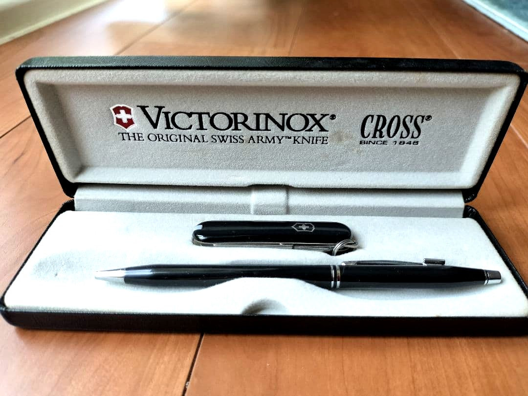 Victorinox Cross Collaboration Black Ballpoint Pen and Swiss Army Knife Set