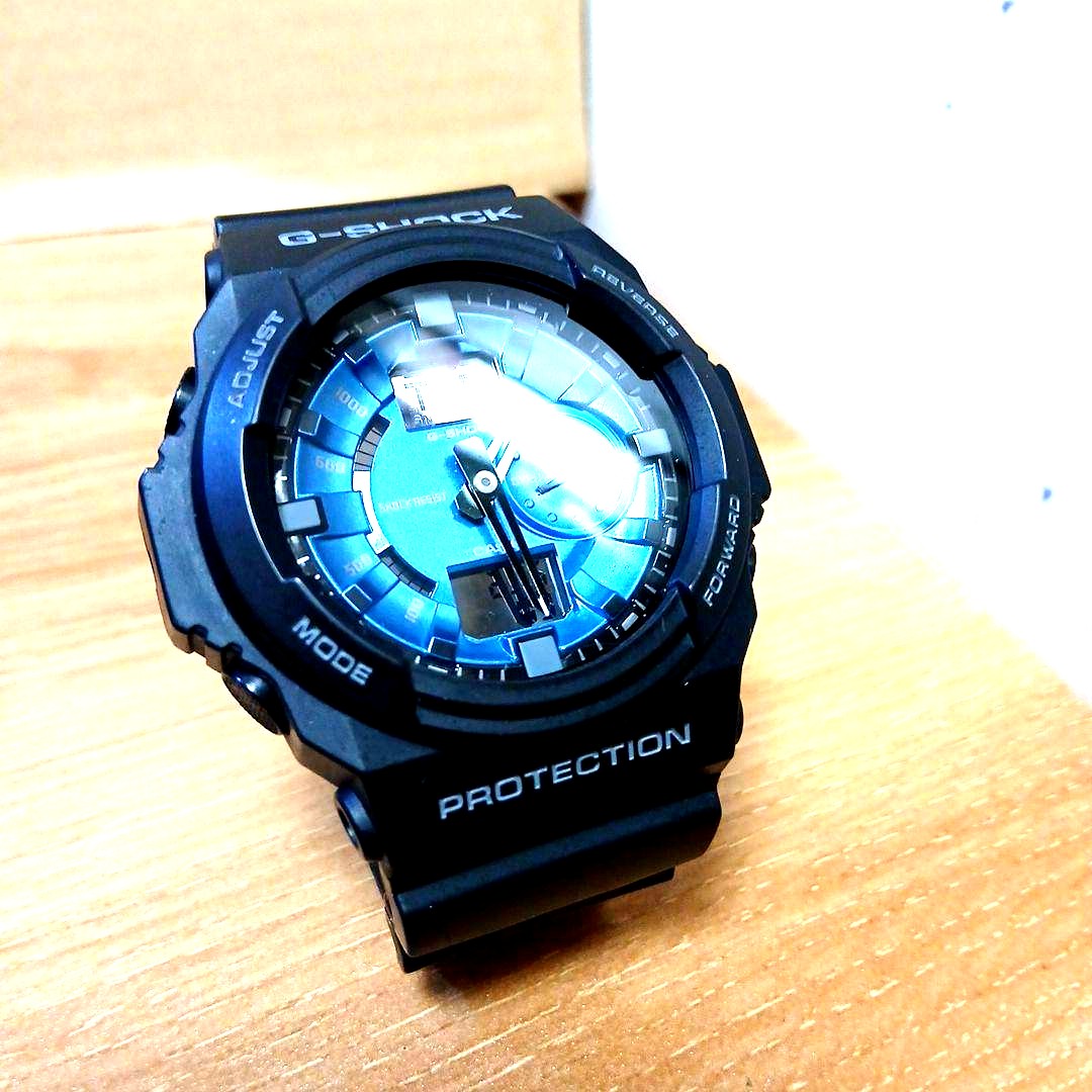 Casio G-Shock GA-150BW men's digital analogue watch with blue dial and black belt