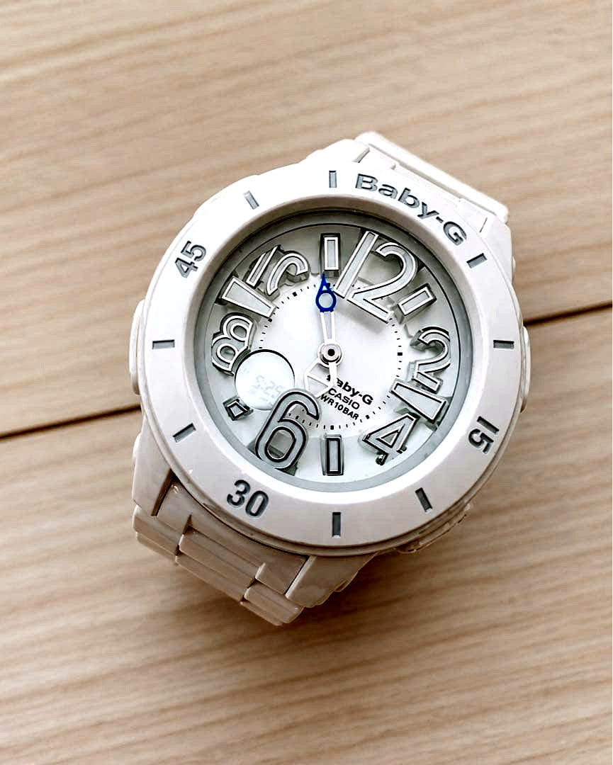 Casio Baby-G BGA-150 Series white analog digital wristwatch for women with large numbered dial