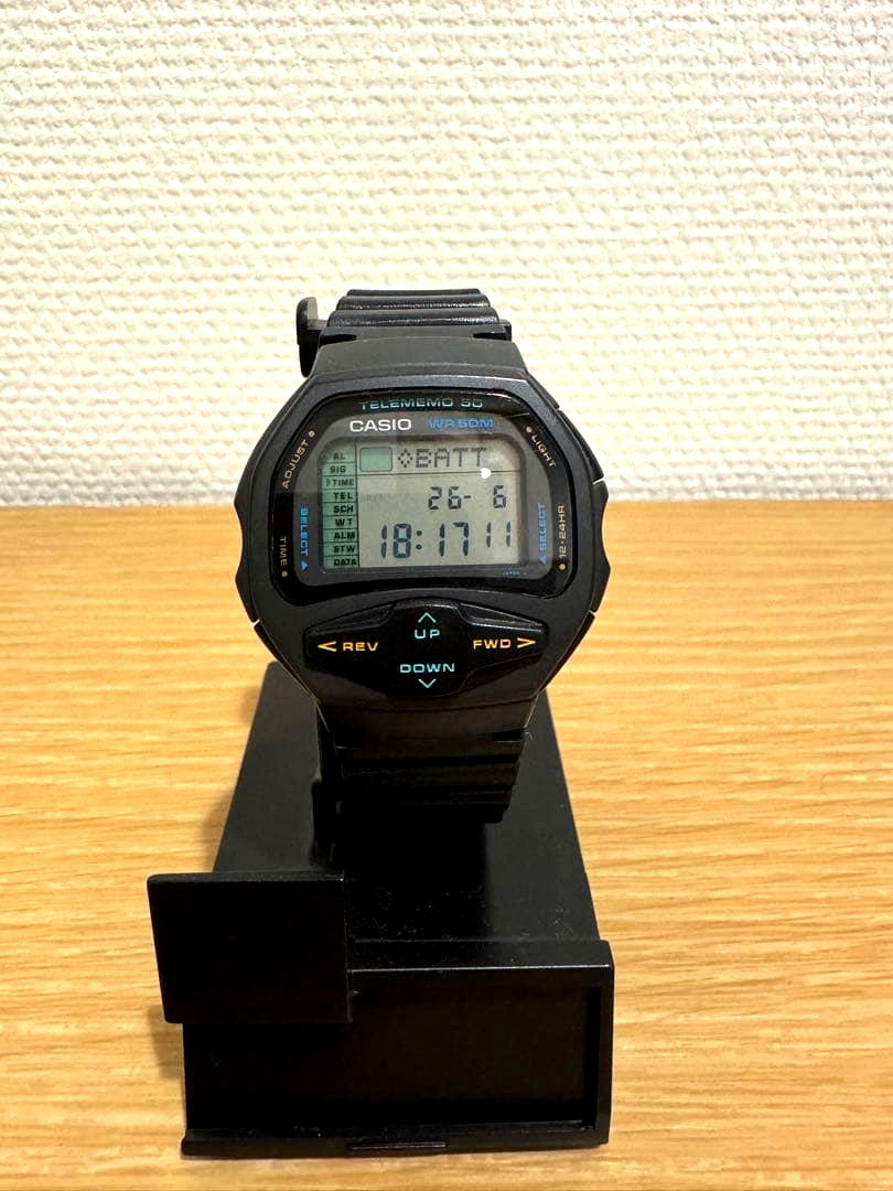 Casio Data Bank DBF-50W digital watch with stopwatch and phonebook, vintage model with replaced strap