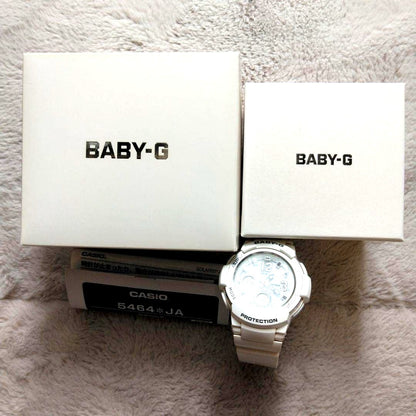 Casio Baby-G BGD-560SU-7JF solar radio-controlled watch with white band, used condition from 2016 Japan import