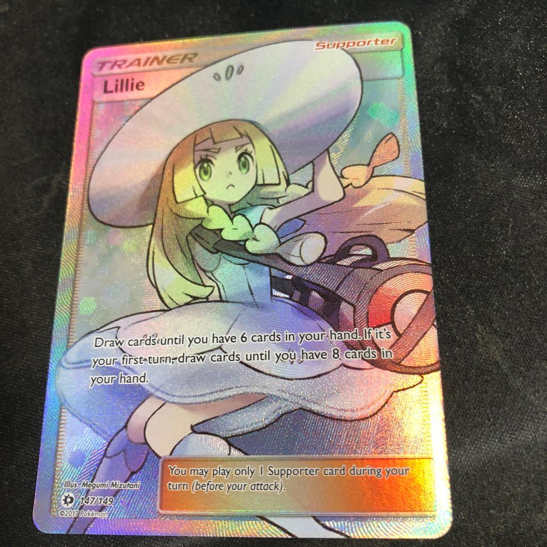 Genuine Nintendo Pokemon Card Hat Lillie SR English Version model 147/149 showing Lillie with a hat