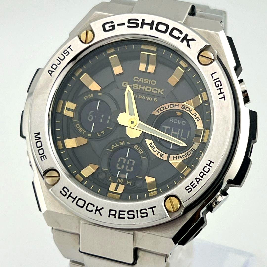 Casio G-Shock GST-W110D-1A9JF series watch with black dial and silver metal band Japan import