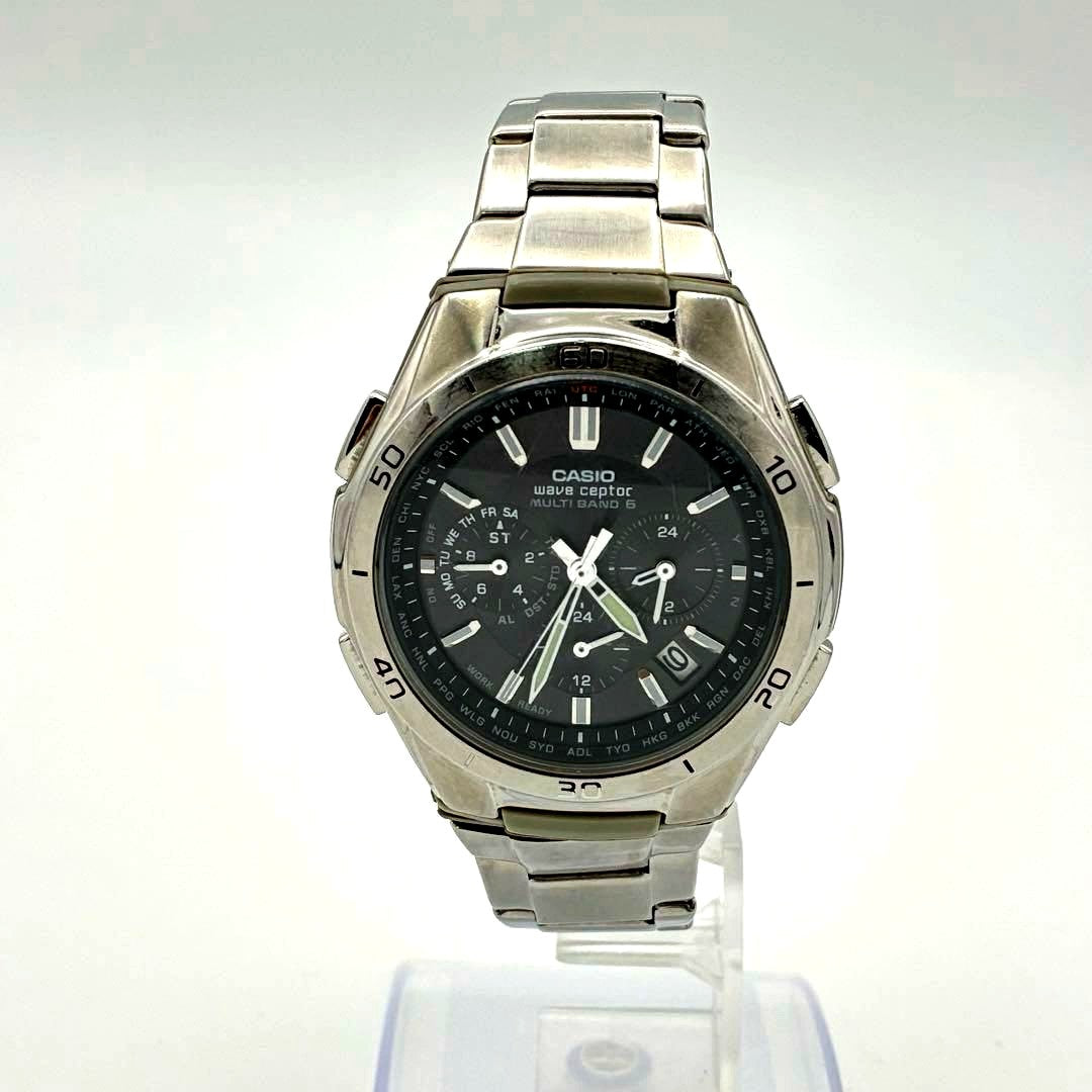 Casio Wavetector WVQ-M410 radio wave solar watch with digital and analog display showing minor signs of use