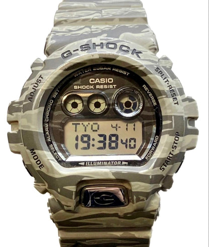 Casio G-Shock GD-X6900TC watch with gray and white camouflage pattern and large case size