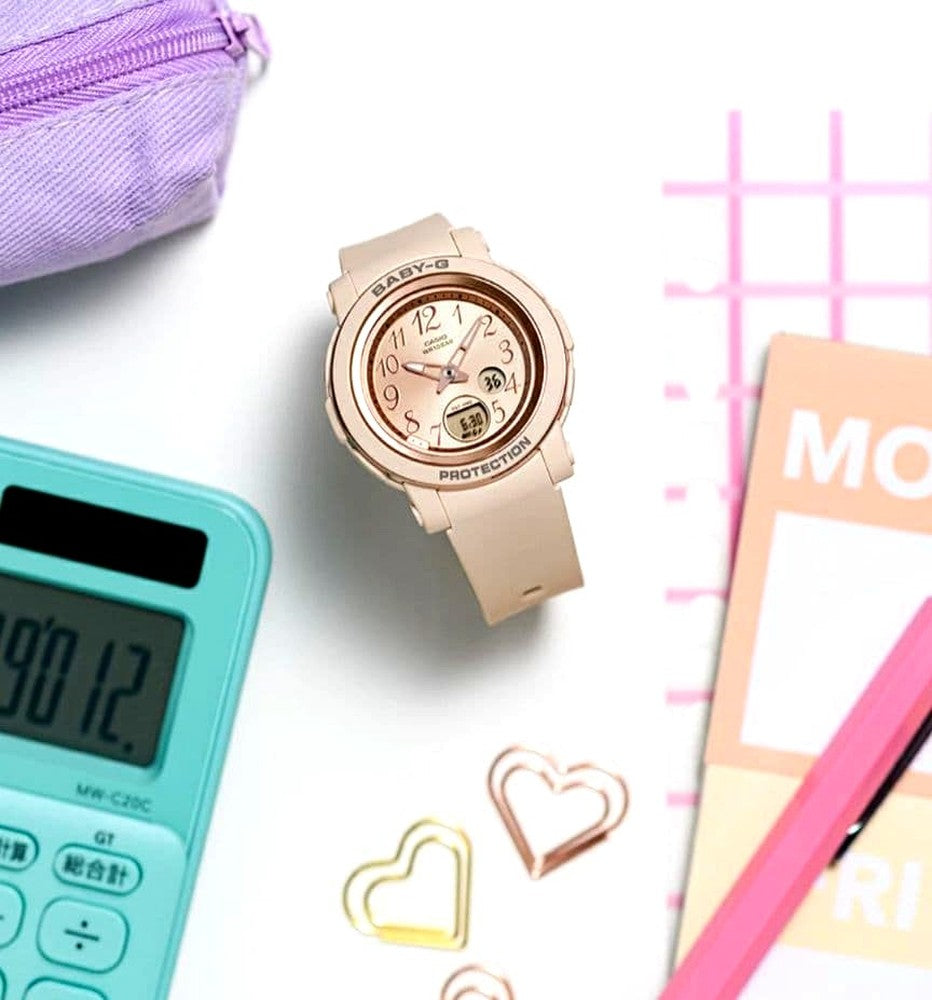 Casio Baby-G BGA-290SA-4AJF pink beige watch with pink gold accents and shock resistance