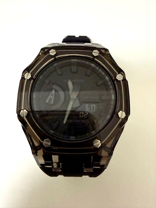 Casio G-Shock GA-2100SKE Skeleton Series Watch with carbon core guard and smoke black skeleton bezel