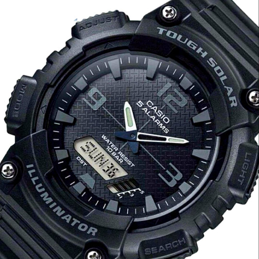 Casio Analog Digital Watch with Tough Solar power and large resin case showing time and functions