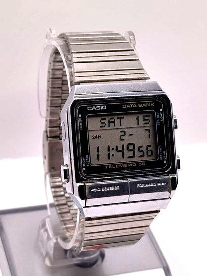 Casio Data Bank DB-500 vintage Japanese made watch with metal band and digital display
