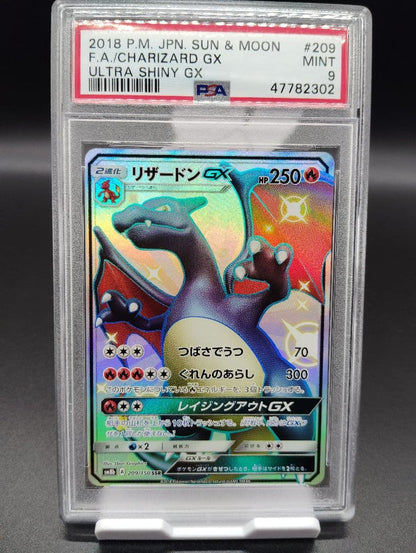 Charizard GX SSR Ultra Shiny Pokémon card graded PSA9 209/150 from 2018 Japan import