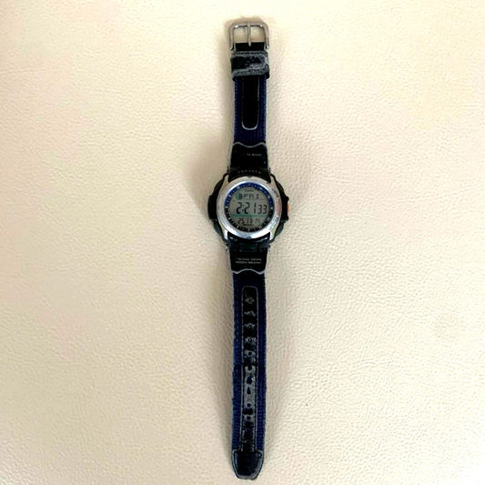 Casio Pro Trek PRS-400B fishing gear watch with replaced band and minor scratches