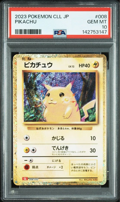 Classic Pikachu Pokemon card graded PSA 10 with certification and protective case