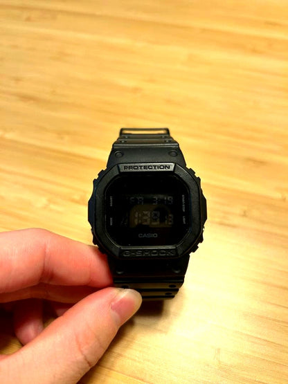 Casio G-Shock DW-5600BB all black square watch with matte black finish and digital display