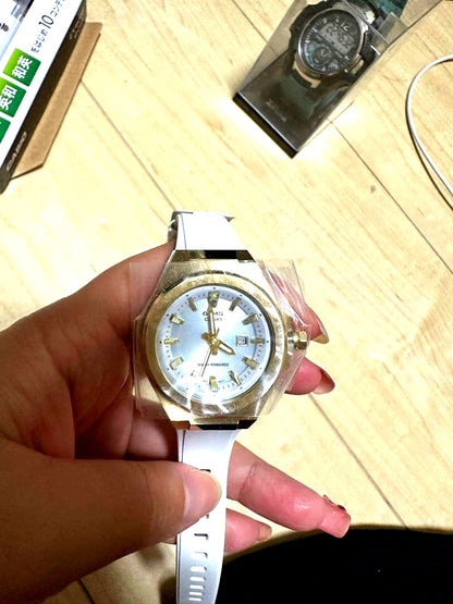 Casio Baby-G G-MS MSG-S500G-7AJF slim solar watch with white dial and 10 ATM water resistance