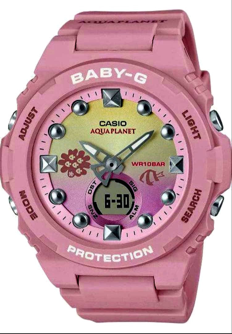 Casio Baby-G BGA-320AQ-4AJR pink digital watch with sea-themed design for women