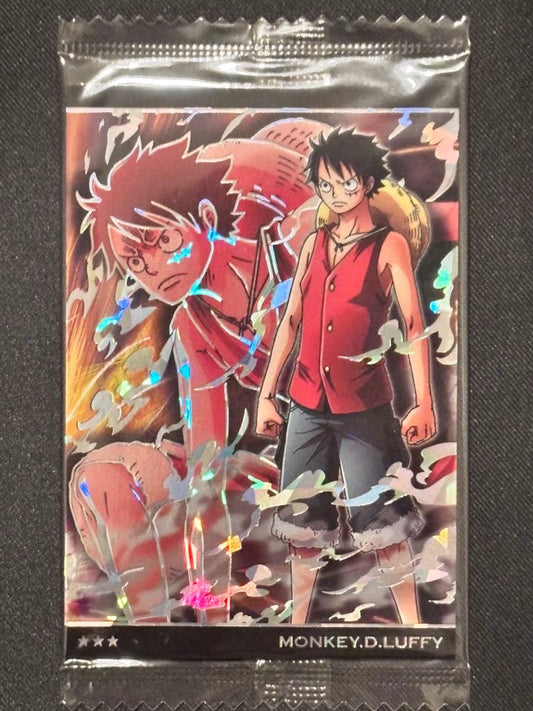 Unopened One Piece Monkey D. Luffy OP05 SR hologram trading card from LOG.1 series Japan import